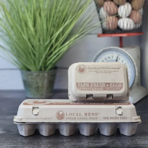 Vista 4 de Local Hens - Cartón de 12 huevos, sin grado/sin tamaño, con tapa plana, con UPC, paquete de 50