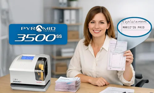 Vista 8 de Pyramid Time Systems 3500SS - Reloj automático de tiempo y sello de documentos, kit de seguimiento de tiempo incluye un reloj perforador
