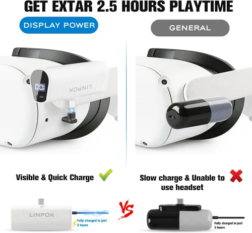 Vista 5 de Paquete de baterías para Oculus Quest 2 batería recargable de 5000 mAh para OculusMeta Quest 2 auriculares Elite Correa ligera VR accesorios