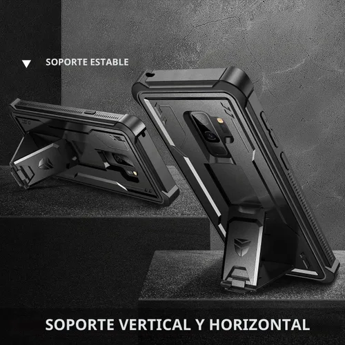 Vista 5 de Dexnor Funda para Samsung Galaxy S9+ Plus, [protector de pantalla y soporte integrados] Protección de grado militar resistente a prueba de golpes