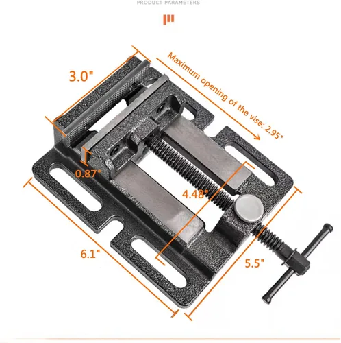 Vista 2 de MYTEC Tornillo de prensa de taladro, 3.0" Negro, Abrazadera de banco de trabajo de liberación rápida, abrazadera de banco de alta calidad de acero