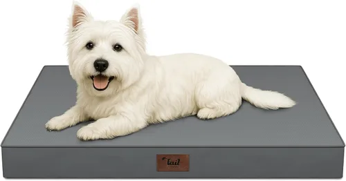 Vista 8 de Cama para perros y gatos pequeños, impermeable, para jaula de huevos, espuma ortopédica con funda Oxford lavable y extraíble, color verde Amy