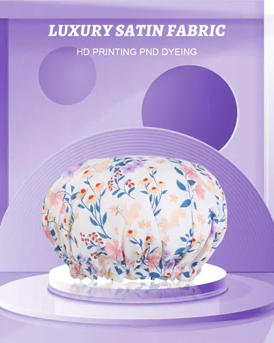 Vista 8 de Aquior Gorro de ducha impermeable de doble capa para mujer, gorro de ducha grande reutilizable para todas las longitudes de cabello con forro