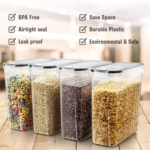 Vista 2 de Wildone Cereal & Dry Food Storage Containers, Airtight Cereal Storage Containers Set of 8 [2.5L / 85.4oz] for Sugar, Flour, Snack, Baking Supplies