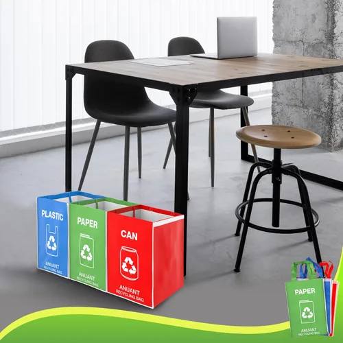 Vista 6 de Bolsas separadas para reciclaje de basura para cocina, oficina en casa, de gran tamaño, resistentes, de doble asa, contenedores de clasificación