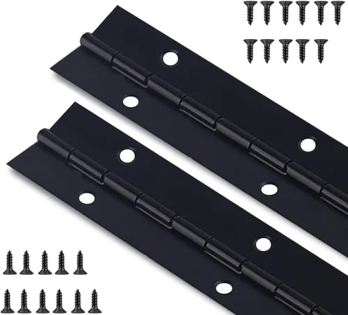 Vista 8 de 2 bisagras de piano resistentes de acero inoxidable de 24 x 1.2 pulgadas, bisagra continua negra para gabinetes, puertas, cajas de madera