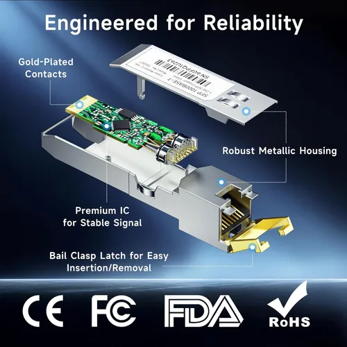 Vista 6 de Cable Matters 1000BASE-T Gigabit SFP a RJ45 módulo transceptor Ethernet de cobre para equipos Cisco, Ubiquiti, TP-Link, Netgear, MikroTik