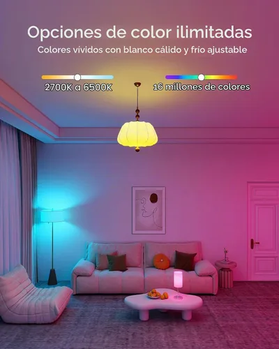 Vista 5 de Matter - Bombillas inteligentes, A19 E26, RGBCW, requiere concentrador, 1 paquete 800 lúmenes, 16 millones de colores; solo Wi-Fi de 2.4 GHz