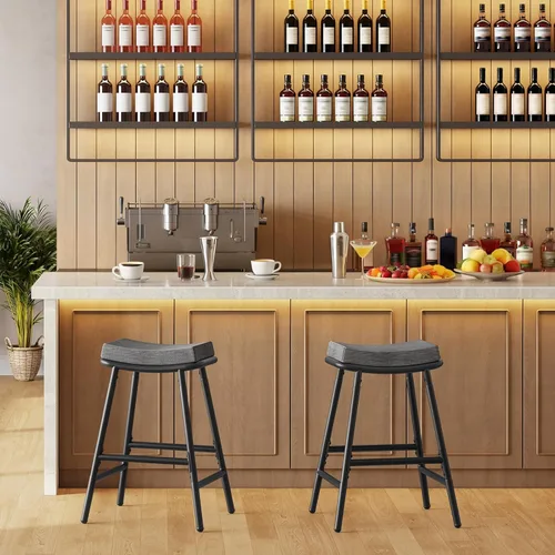 Vista 8 de HOOBRO Taburetes de bar, juego de 2 sillas de bar, taburetes de bar para encimera de cocina, taburetes de bar altura de mostrador, taburetes de bar