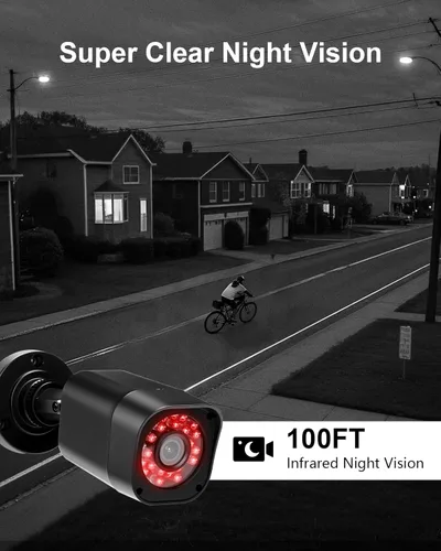 Vista 6 de Sistema de cámara de seguridad con cable 1080P, DVR de vigilancia CCTV de 8 canales con disco duro de 1 TB, 4 cámaras de seguridad con cable de 5 MP