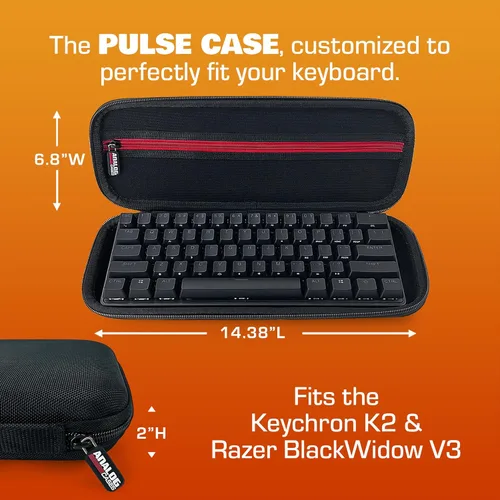 Vista 5 de ANALOG CASES Keychron K2 Mechanical Keyboard Case, fits Razer BlackWidow V3 Mini Gaming Keyboard - Custom-Fitted Compact PULSE Hard Case for Travel
