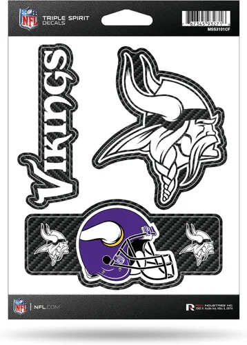 Vista 25 de Rico Industries NFL Football Triple Spirit Stickers Hoja de calcomanías triples