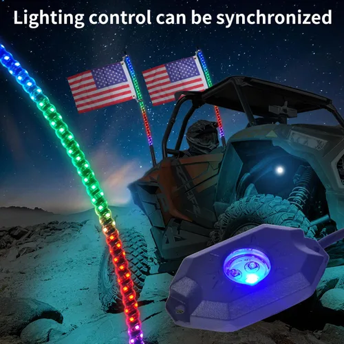 Vista 7 de OHMU Kit de 2 luces LED de látigo de 3 pies y luces de roca de 3ª