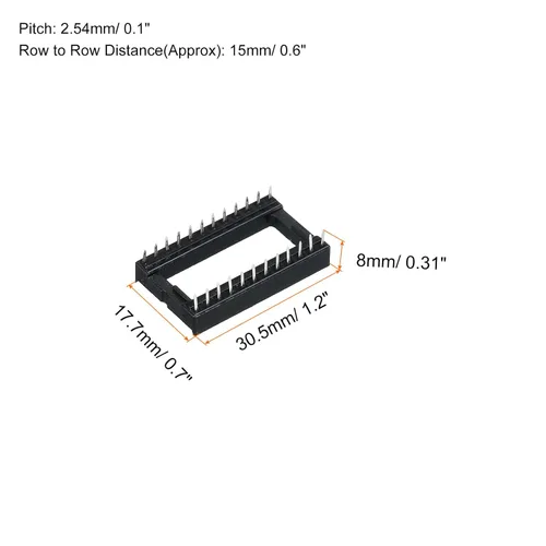 Vista 2 de MECCANIXITY DIP IC Chip Socket Adapter Flat Pin 24P 0.100 in Paso 0.591 in IC Socket para chip de placa PCB, paquete de 30