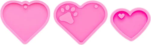 Vista 4 de 3 piezas de moldes de silicona de resina brillante con huella de pata para hacer llaveros DIY, molde de epoxi en forma de corazón con anillo