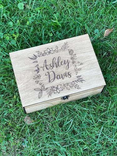 Vista 6 de Personalized wooden name box for memories, keepsake - Christmas gift, present for Him, Boyfriend, Boy, Guy, Groomsmen, Friend for Birthday (Ash tree)