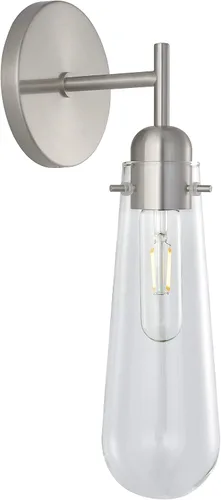 Vista 2 de Linea di Liara Brixia - Lámpara de pared moderna de níquel cepillado para baño, aplique de pared para pasillo, lámpara de pared para interiores