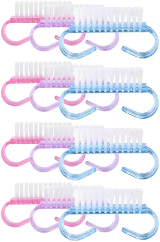 Paquete de 12 cepillos de uñas con agarre de mango (colores surtidos), cepillos de limpieza de uñas para limpiar dedos de pies y uñas, cepillos de