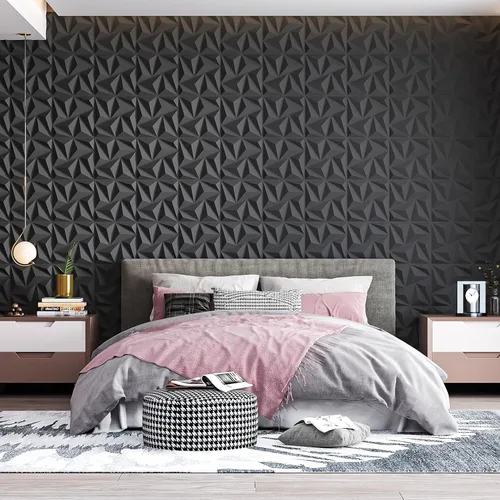 Vista 8 de Art3d - Paneles de pared 3D de 20 piezas, 11.8" x 11.8" (1.77 m²) Paneles de pared de PVC, decoración de pared adhesiva para sala de estar, Negro