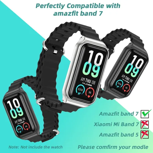 Vista 3 de MIJOBS Correa de repuesto de silicona para reloj, accesorios de pulsera inteligente para Amazfit 7 Fit Band