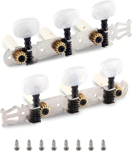 Metallor 3 clavijas de afinación para guitarra chapadas en oro, llaves de afinación, afinadores de un solo agujero para guitarra clásica 3L 3R.