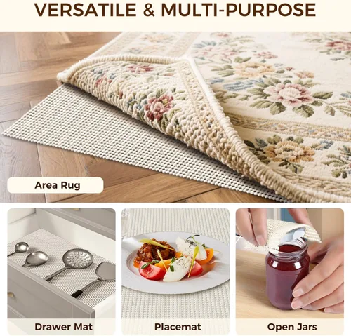 Vista 7 de BAGAIL BASICS Almohadilla de agarre de alfombra de 2 x 3 pies para suelos de madera, almohadillas antideslizantes para alfombras de área, acolchado