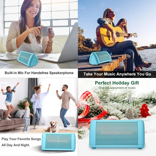 Vista 6 de Prosonic BT3 Altavoz Bluetooth inalámbrico portátil con sonido estéreo de 10 W y refuerzo de graves - Sonido rico y graves intensos - Bluetooth 5.0
