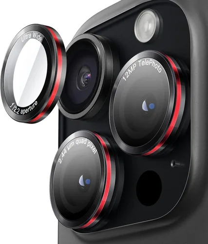 Vista 11 de JETech Protector de lente de cámara para iPhone 15 Pro de 6.1 pulgadas y iPhone 15 Pro Max de 6.7 pulgadas, cubierta de anillo individual de metal