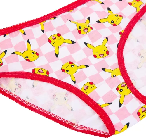 Vista 3 de Pokemon Girls' 100% Combed Cotton Underwear with Pikachu, Evee, Squirtle, Jigglypuff and More in Sizes 4, 6 and 8