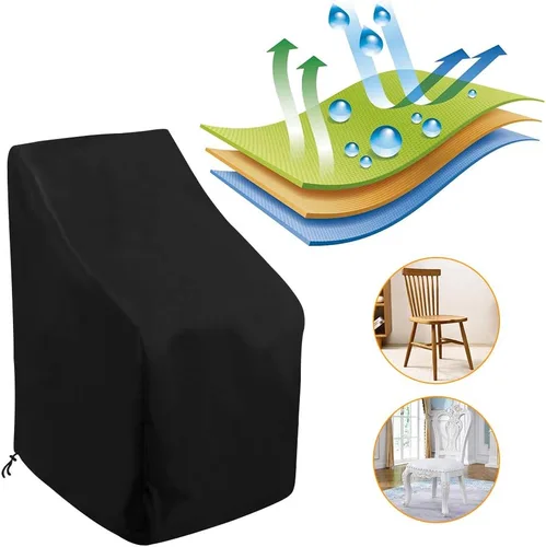 Vista 3 de Fundas Impermeables para Sillas Apilables, Fundas para Muebles de Patio Exterior Uranshin Sillas Apiladas 210D Oxford Fundas para Sillas de Descanso