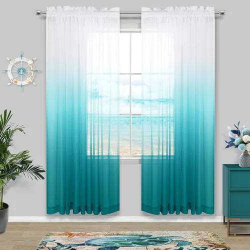 Vista 27 de KOUFALL Cortinas de ventana de baño para ducha, juego de 2 paneles de cortinas cortas transparentes en blanco y negro para cocina, dormitorio