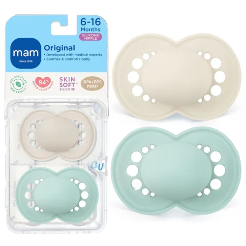 Vista 16 de MAM Chupete mate original para bebé, forma de pezón ayuda a promover un desarrollo oral saludable, estuche esterilizador, 2 unidades, 6-16 meses