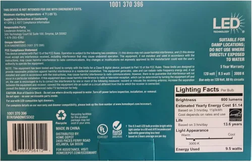 Vista 3 de LED TECHNOLOGY EcoSmart - Bombilla LED Energy Star de 60 vatios equivalente a A19, regulable, color blanco brillante (paquete de 4)