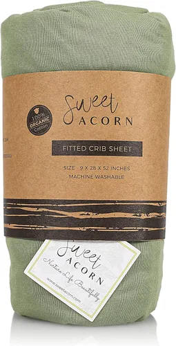 Vista 10 de Sábanas bajeras para cuna, ropa de cama de punto de jersey de algodón orgánico, se adapta a colchones estándar de cuna de bebé, 9 x 28 x 52 Azul