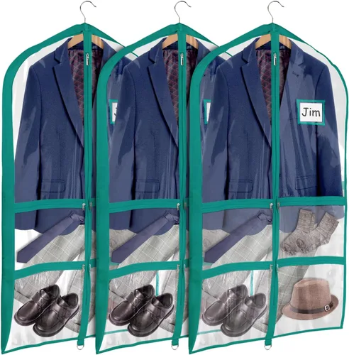 Vista 28 de Univivi Bolsas de PVC transparente para disfraz de baile, bolsa de ropa de 35 pulgadas para competiciones de baile, con 3 bolsillos separados