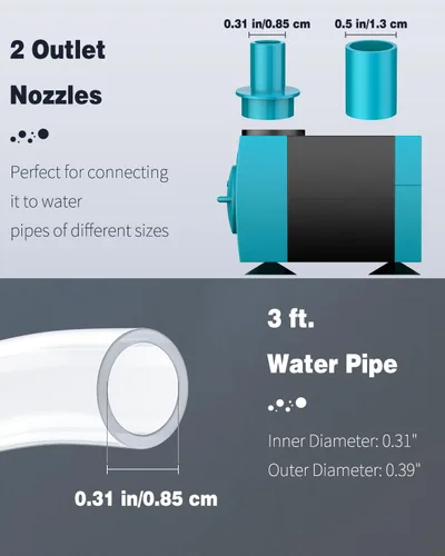 Vista 4 de Pawfly Bomba de agua sumergible de 90 GPH de 4 W, mini bomba de agua con altura de elevación de 2.4 pies, bomba de agua ajustable silenciosa