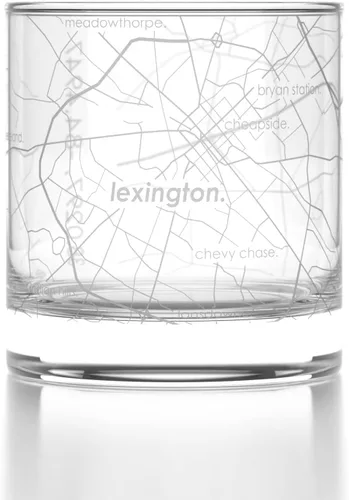 Vista 102 de Well Told Vaso de rocas grabado con mapa de Akron, Ohio, cristalería estilo antiguo (325ml, transparente) Vaso de bourbon grabado, regalos