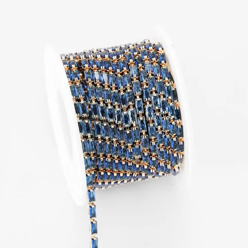 Vista 49 de 2 yardas de diamantes de imitación flotantes de cristal de circón para cerrar, cadena rectangular con cuentas para costura, manualidades, decoración