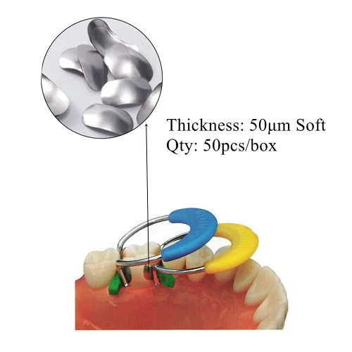 Vista 6 de SNAWOP Bandas de matriz dental 50m Diente Interproximal Seccional Contorneado Matrices Metálicas Recarga 100PCS Sistema de Matriz Suave (Mediano)