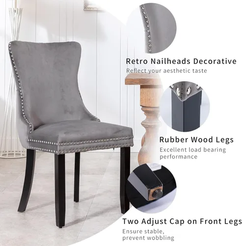 Vista 114 de ODUSE-DAILY - Juego de 2 sillas de cocina y comedor de terciopelo beige, con capitoné, tapizadas en terciopelo, estructura de madera maciza