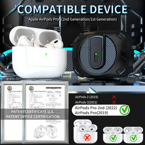 Vista 2 de RFUNGUANGO - Caja protectora para AirPods de 2° generación, modelo 2024, diseño espacial, compatible con Airpods Pro 1/2 y funciona con MagSafe