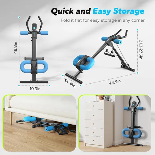 Vista 5 de MERACH Máquina de abdominales, equipo de entrenamiento abdominal, máquina de entrenamiento abdominal ajustable para entrenamiento de abdominales