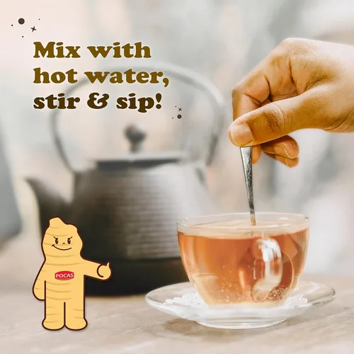 Vista 5 de Pocas Té de miel y jengibre, original, polvo instantáneo (paquete de 20)