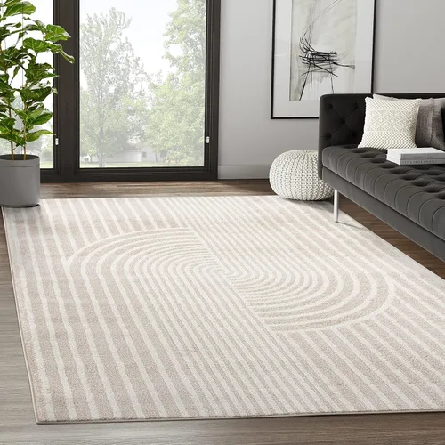 Vista 11 de Alfombra de Área de la Colección Nuevo de Abani - Diseño de Nudo de Arco Blanco y Negro de Mediados de Siglo - 2' x 3' - para Sala de Estar