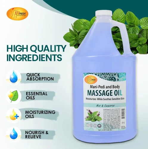 Vista 5 de SPA REDI - Aceite de masaje, eucalipto de menta, 128 onzas - Pedicura profesional, manicura, terapia de masaje corporal, hecho con aceite