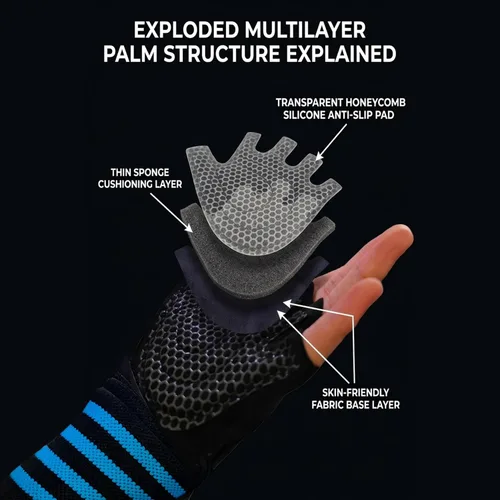 Vista 6 de Workout Gloves for Men and Women,Gym Gloves for Weight Lifting with Wrist Support,Exercise,Rock Climbing, Biking,Training,Fitness,Pull