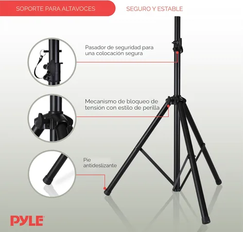 Vista 2 de Soporte universal tipo trípode para altavoz de DJ con altura ajustable, fabricado con acero resistente y duradero