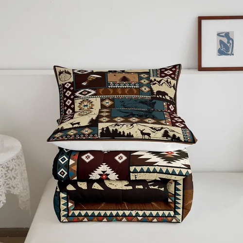 Vista 53 de Juego de edredón rústico de estilo granja para cama Queen, juego de cama divertido donde estacionamos, con 2 fundas de almohada, explore regalos