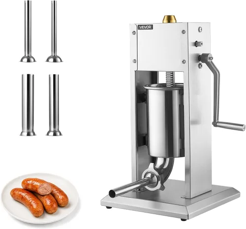 Vista 13 de VEVOR Embutidor manual de salchichas 15 lbs/7L Máquina de carne vertical de Plateado-7LN