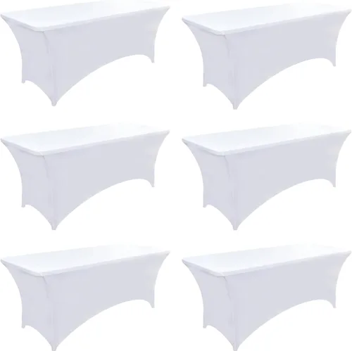 Vista 18 de Paquete de 2 Cubiertas de Mesa de Spandex de 4 pies para Mesas Plegables Rectangulares - Manteles Elásticos Ajustados Resistentes a las Arrugas Beige